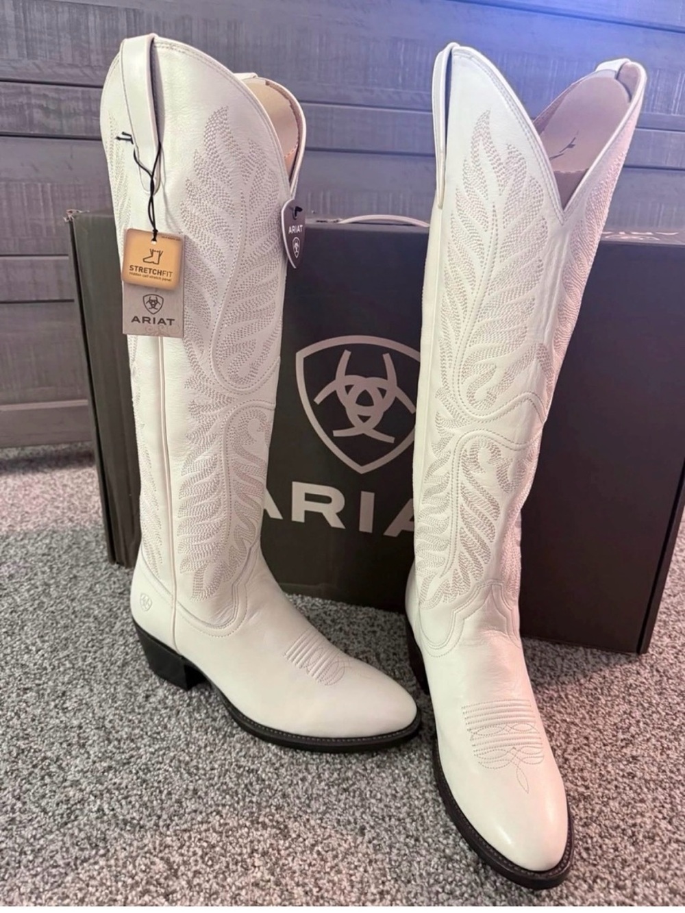 Ariat White Embroidered Western Knee-High Boots